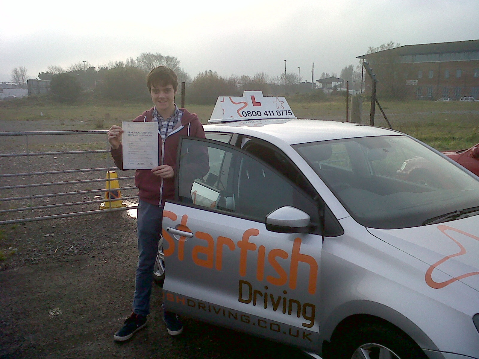 Andrew with his Practical Driving Test Pass Certificate in Weston-Super-Mare