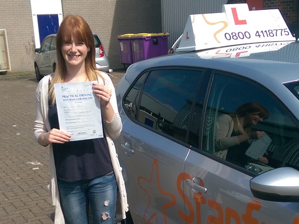 Jade with her Practical Driving Test Pass Certificate in Weston-super-mare