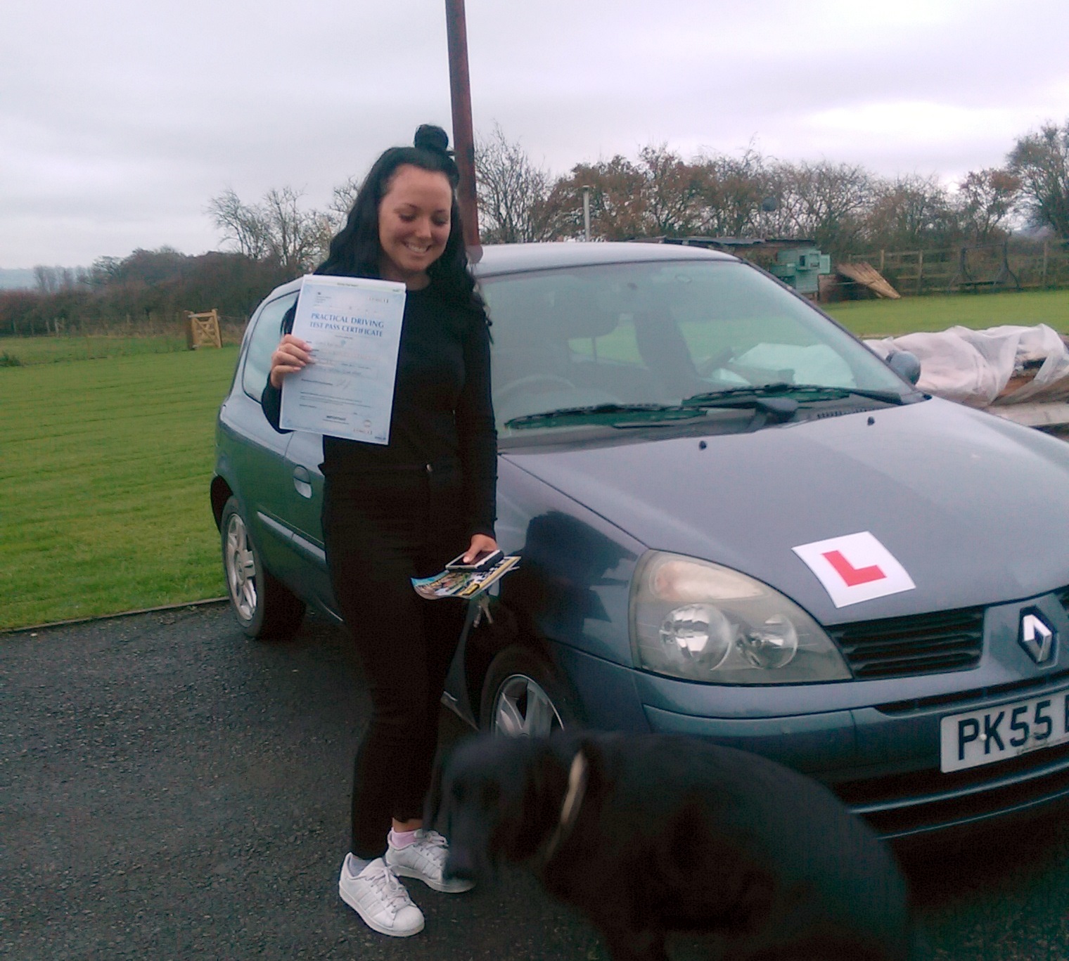 Georgie with her Practical Driving Test Certificate somewhere in Congresbury